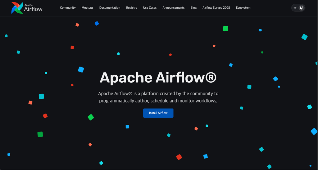 airflow 웹사이트 첫화면 캡처